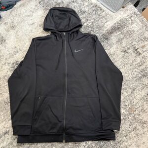 Nike Dri-FIT Full Zip Hoodie Mens XL Tall Black Training Jacket CU6231-010